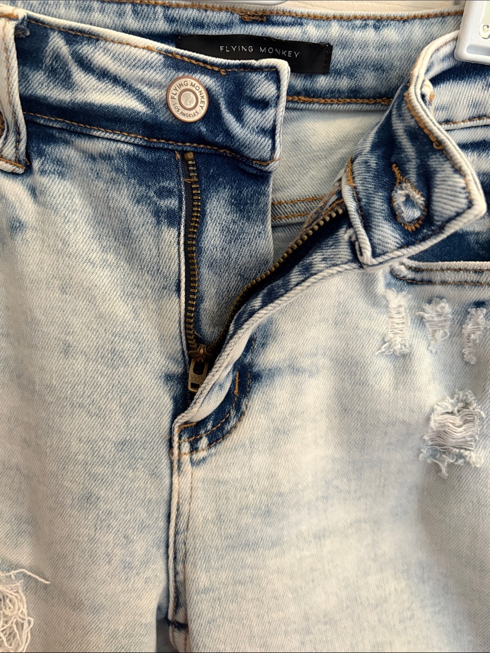Flying Monkey Light Wash distressed high rise ankle Skinny Jeans size 26 - Picture 12 of 16
